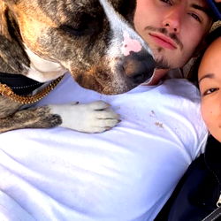 Tender Moment: Man and His Dog