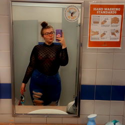 Ashley's Playful Mirror Selfie in Bathroom