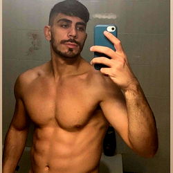 Fit and Muscular Albertoriz in Bathroom