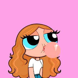 Futuristic Female Character with Pink Gum