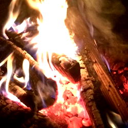 An evening campfire scene