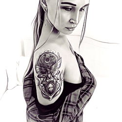 Aesthetically Tattooed Female with Piercings