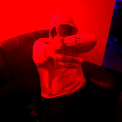 Stylized Indoor Portrait with Vibrant Colors and Strong Contrast