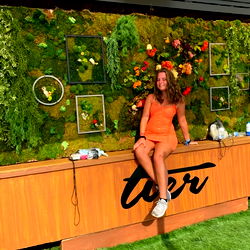 Aly Jane Poses at Tour Booth