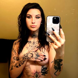 Eclectic Tattoo Model Echo in a Bathroom Mirror Selfie