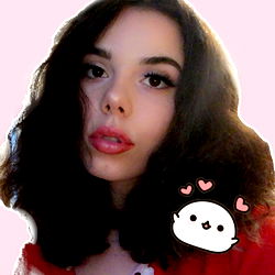 Ashley ♡, a young woman with bob haircut, wearing red top