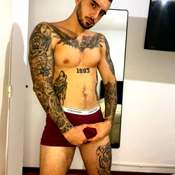 Tattooed Man in Underwear