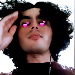 Emotional Selfie of a Person with Headphones and Heart Emojis