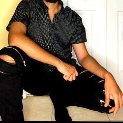 Model in Squatting Pose