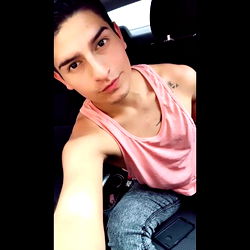 Agoney's Tank Top Selfie in Car