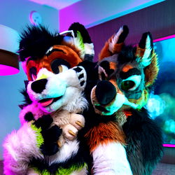 Playful Canine and Wolf Character Model Photo