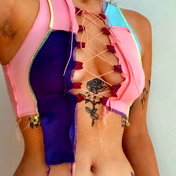 Tattooed Model in Vibrant Outfit