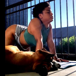 OnlyFans Model Afro Energy Showcases Fitness Routine with Dog
