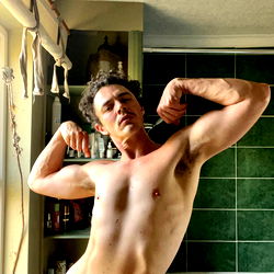 Fit and Shirtless Model in Home Gym, East London