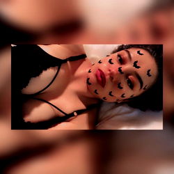 Model in Lingerie with Halloween Mask