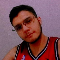 A person in a room with a red jersey