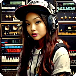 Stylish Asian Miyu with Headphones