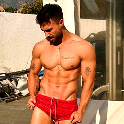 Cris in a Red Swimsuit