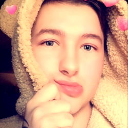 Cute Boy Posing with Teddy Bear Face Mask