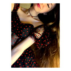 Woman in Red and Black Dress