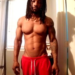 Veshonray, 25-year-old male bodybuilder flexing