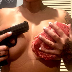 OnlyFans Model Aryada: Sensational Shoot with Meat and Gun