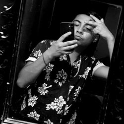 Fashionable Young Man in Shirt and Flowered Pants, Mexico