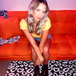 Intimate Photoshoot of Alexa Marie with Orange Couch