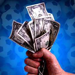 Soccer Fan Celebrates Winning Match with Money