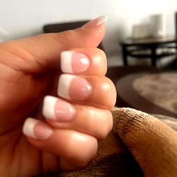 Nail Art - Chic French Tip Manicure with Short Acrylic Nails