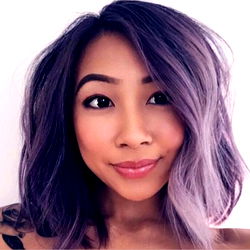 Chic Purple Haired Woman with Tattoo