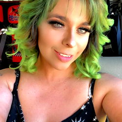 Model with Colorful Hair and Light-Colored Eye Makeup