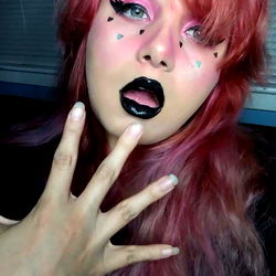 Stylish Female Model with Pop Punk Fashion and Colorful Makeup