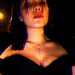 Cool and Trendy Andrea in a Bold Black Dress