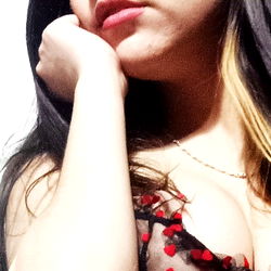 Annie, a Model from México with Red and Black Lingerie