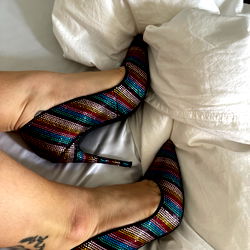 Stylish OnlyFans Model, Sasha Beddingfield, Posing in Vibrant Heels and Lingerie