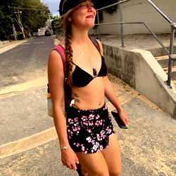 Rose Princess, Model and Content Creator Walking on the Street