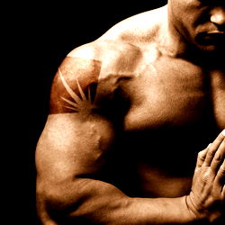 Intense Bodybuilder Praying