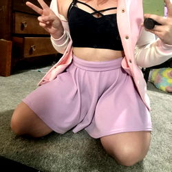 Honey Bunn in a Pink Skirt and Black Sports Bra