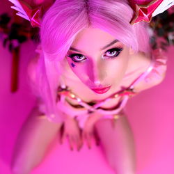 Foxwaifu: Vibrant Pink Vaporwave Cosplay