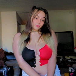 Model Anastoner Posing in Black and Red Bra