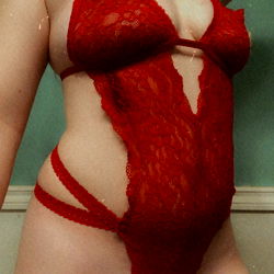 Hot Red Lingerie Model