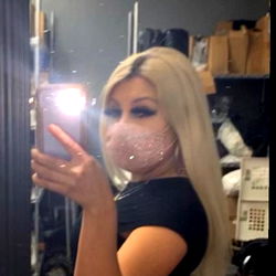 Esmeralda, Model with Blonde Hair and Black Lingerie