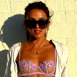 Bri Wilburn in a Purple Lace Bra