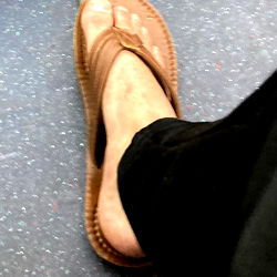 Model Footwear in an Airport