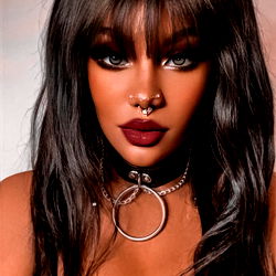 Model Mar with Dark Hair and Red Lipstick