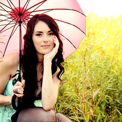 Amber's Umbrella Moment in Field