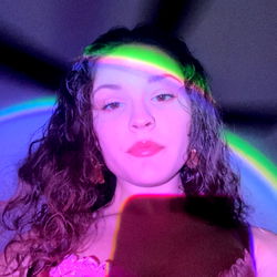 Stylized Selfie of a Young Adult Woman with Rainbow Effect