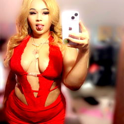 OnlyFans Model in Red Gown