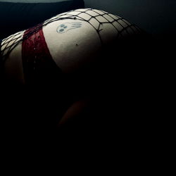 Intimate Scene of a Model in Fishnet Lingerie and Panties